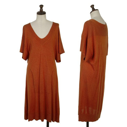 HIROKO KOSHINO Cashmere Blend V-Neck Dress Brick Size 38