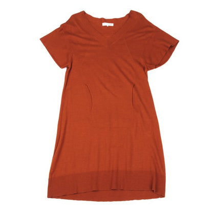 HIROKO KOSHINO Cashmere Blend V-Neck Dress Brick Size 38