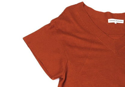 HIROKO KOSHINO Cashmere Blend V-Neck Dress Brick Size 38