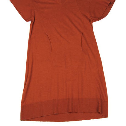 HIROKO KOSHINO Cashmere Blend V-Neck Dress Brick Size 38