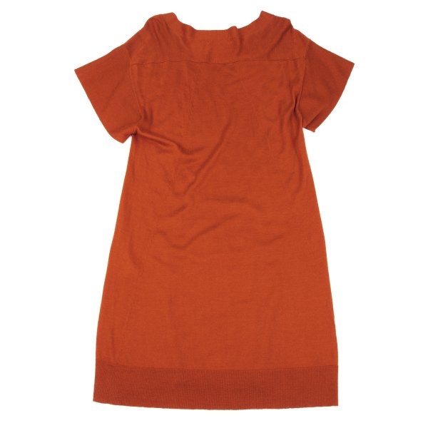 HIROKO KOSHINO Cashmere Blend V-Neck Dress Brick Size 38