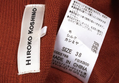 HIROKO KOSHINO Cashmere Blend V-Neck Dress Brick Size 38