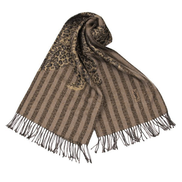 Yves Saint Laurent Silk Wool Scarf Beige