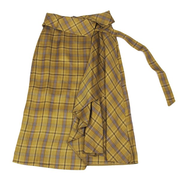 EPOCA Check Belted Wrap Skirt Yellow Size 38