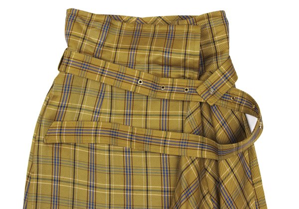 EPOCA Check Belted Wrap Skirt Yellow Size 38