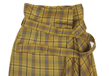 EPOCA Check Belted Wrap Skirt Yellow Size 38