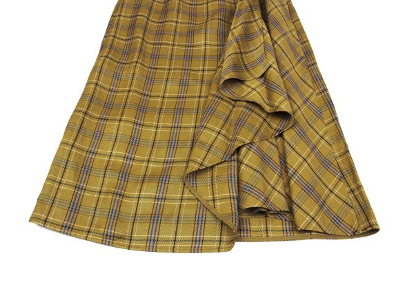 EPOCA Check Belted Wrap Skirt Yellow Size 38