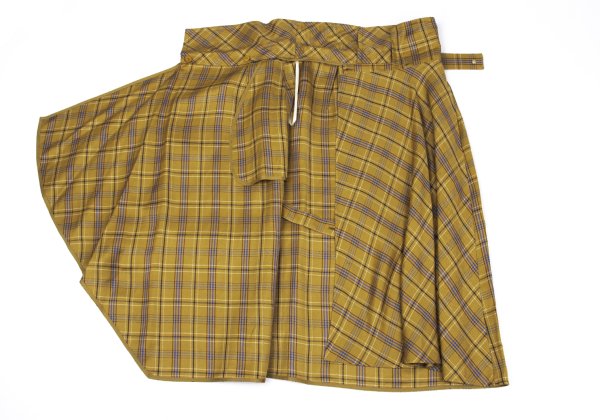 EPOCA Check Belted Wrap Skirt Yellow Size 38