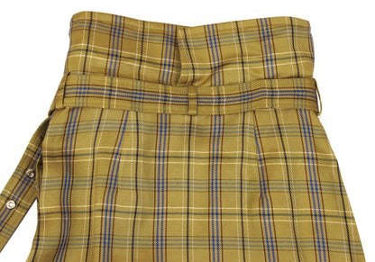 EPOCA Check Belted Wrap Skirt Yellow Size 38
