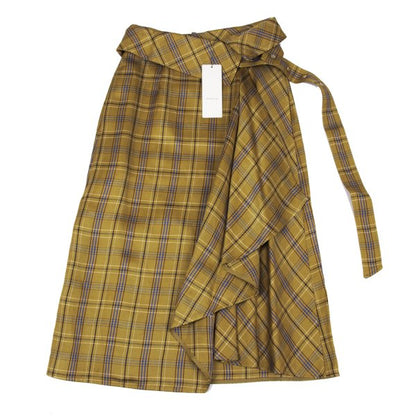 EPOCA Check Belted Wrap Skirt Yellow Size 38