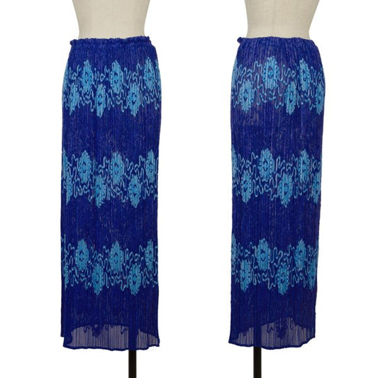 PLEATS PLEASE Floral Taping Mesh Midi Skirt Blue Size 3