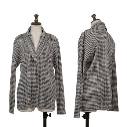 PLEATS PLEASE Pleated Houndstooth Jacket Gray Size 4