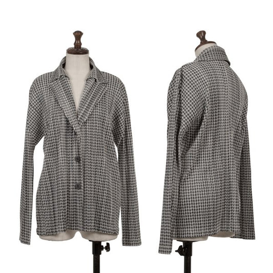 PLEATS PLEASE Pleated Houndstooth Jacket Gray Size 4