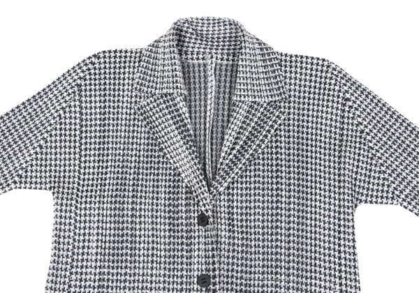 PLEATS PLEASE Pleated Houndstooth Jacket Gray Size 4