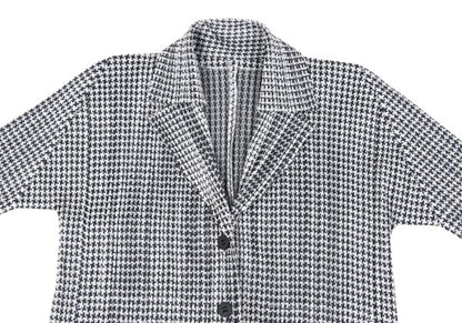 PLEATS PLEASE Pleated Houndstooth Jacket Gray Size 4