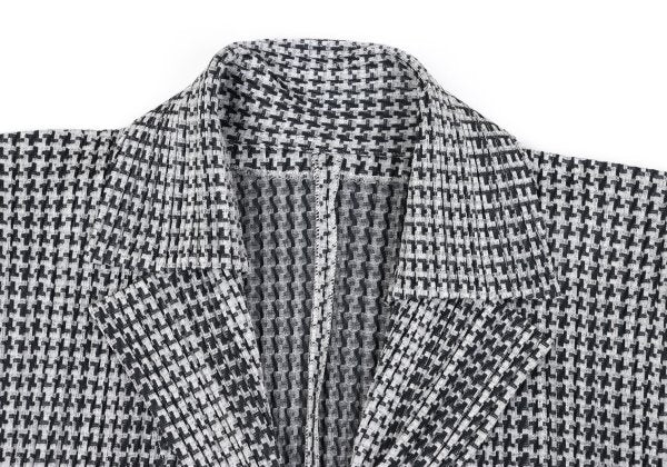 PLEATS PLEASE Pleated Houndstooth Jacket Gray Size 4