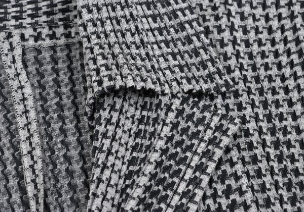 PLEATS PLEASE Pleated Houndstooth Jacket Gray Size 4
