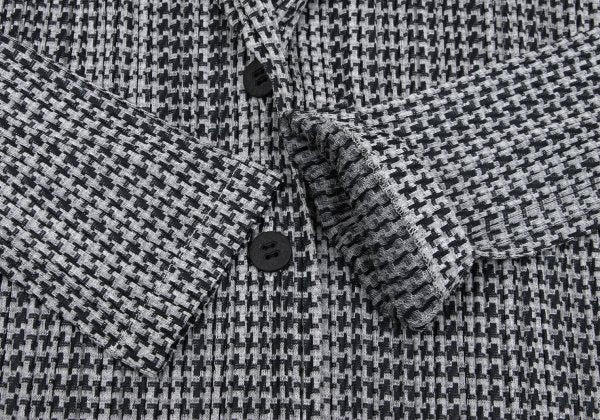 PLEATS PLEASE Pleated Houndstooth Jacket Gray Size 4