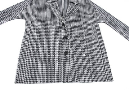 PLEATS PLEASE Pleated Houndstooth Jacket Gray Size 4