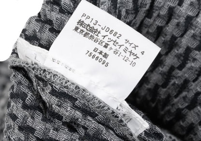 PLEATS PLEASE Pleated Houndstooth Jacket Gray Size 4
