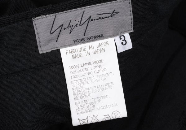 Yohji Yamamoto POUR HOMME Black Wool Tuck Pants Size 3