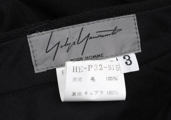 Yohji Yamamoto POUR HOMME Black Wool Tuck Pants Size 3