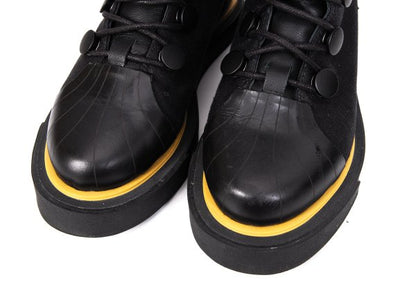 Yohji Yamamoto 17SS Leather Linen Back Boots Black Size 23CM