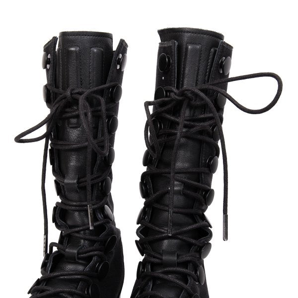 Yohji Yamamoto 17SS Leather Linen Back Boots Black Size 23CM