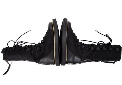 Yohji Yamamoto 17SS Leather Linen Back Boots Black Size 23CM