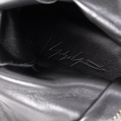 Yohji Yamamoto 17SS Leather Linen Back Boots Black Size 23CM