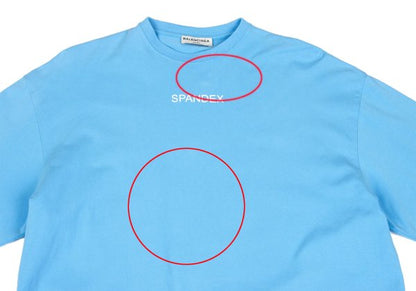 BALENCIAGA SPANDEX Logo Print Cut & Sew Light Blue Size S