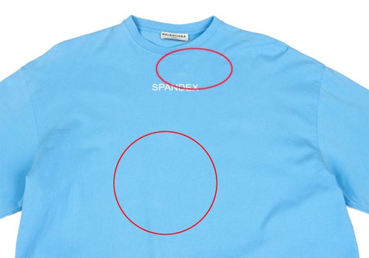 BALENCIAGA SPANDEX Logo Print Cut & Sew Light Blue Size S