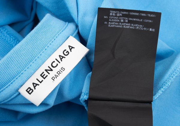 BALENCIAGA SPANDEX Logo Print Cut & Sew Light Blue Size S