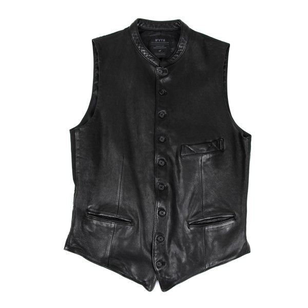 S'YTE Lamb Leather Panel Collarless Vest Black Size 3