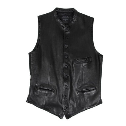 S'YTE Lamb Leather Panel Collarless Vest Black Size 3