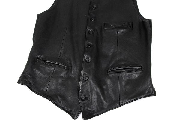 S'YTE Lamb Leather Panel Collarless Vest Black Size 3