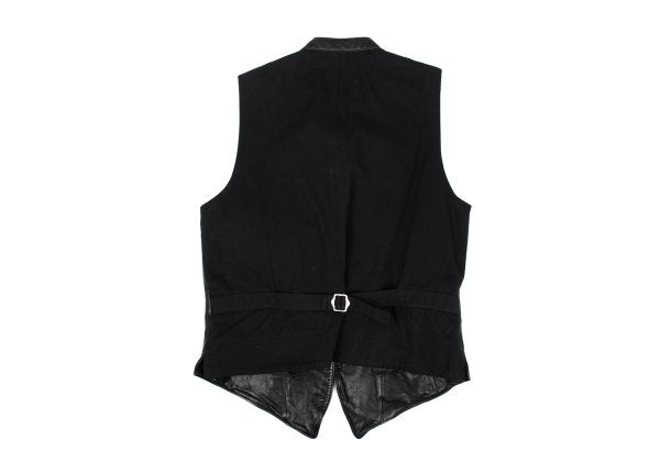 S'YTE Lamb Leather Panel Collarless Vest Black Size 3