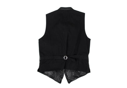 S'YTE Lamb Leather Panel Collarless Vest Black Size 3