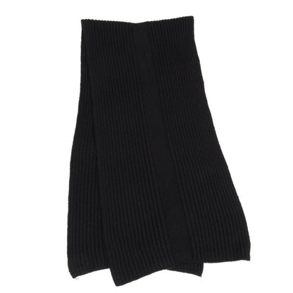 Y's Wool Blend Ribbed Knit Scarf Black