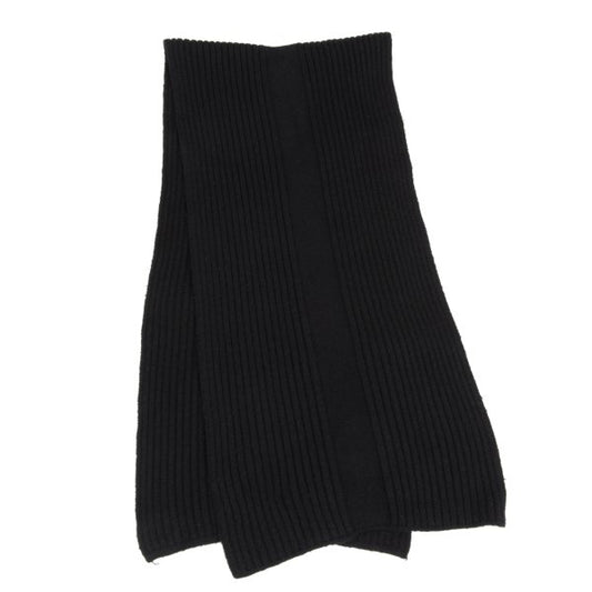 Y's Wool Blend Ribbed Knit Scarf Black