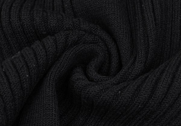 Y's Wool Blend Ribbed Knit Scarf Black