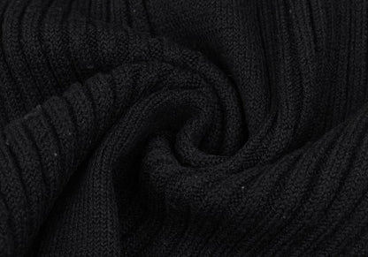 Y's Wool Blend Ribbed Knit Scarf Black