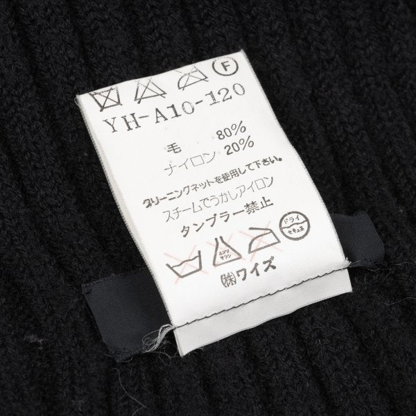 Y's Wool Blend Ribbed Knit Scarf Black