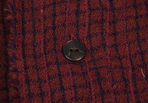 JURGEN LEHL Babaghuri Wool Grid Check Hooded Red Blue Coat Size M