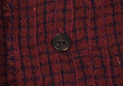 JURGEN LEHL Babaghuri Wool Grid Check Hooded Red Blue Coat Size M