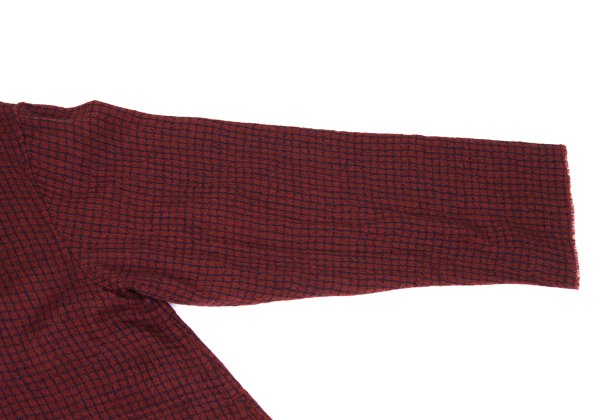 JURGEN LEHL Babaghuri Wool Grid Check Hooded Red Blue Coat Size M