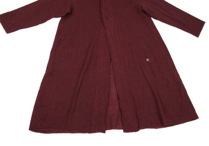 JURGEN LEHL Babaghuri Wool Grid Check Hooded Red Blue Coat Size M