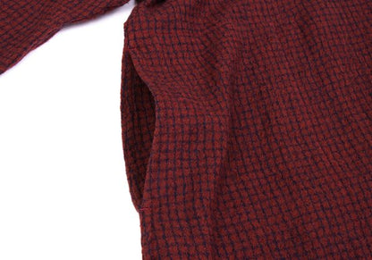 JURGEN LEHL Babaghuri Wool Grid Check Hooded Red Blue Coat Size M