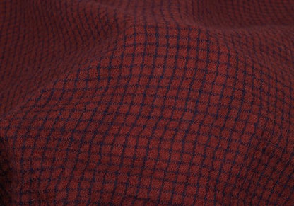 JURGEN LEHL Babaghuri Wool Grid Check Hooded Red Blue Coat Size M