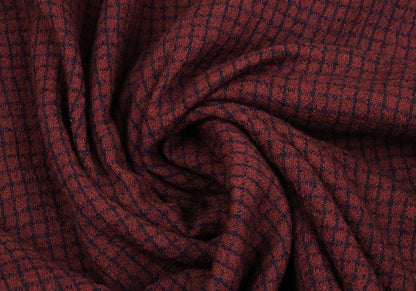 JURGEN LEHL Babaghuri Wool Grid Check Hooded Red Blue Coat Size M